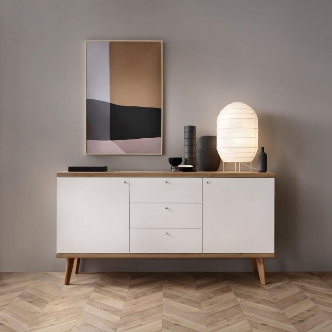 Aufbewahrungskommode Wohnzimmer Sideboard, breit, Schubladen, eiche