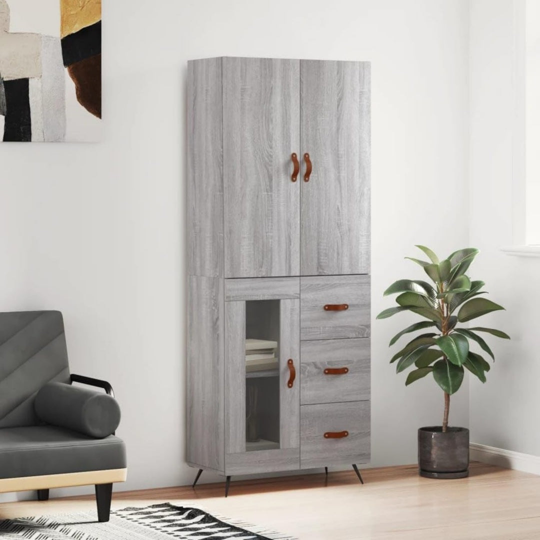 Aufbewahrungskommode grau mit Tueren mit Metallgestell