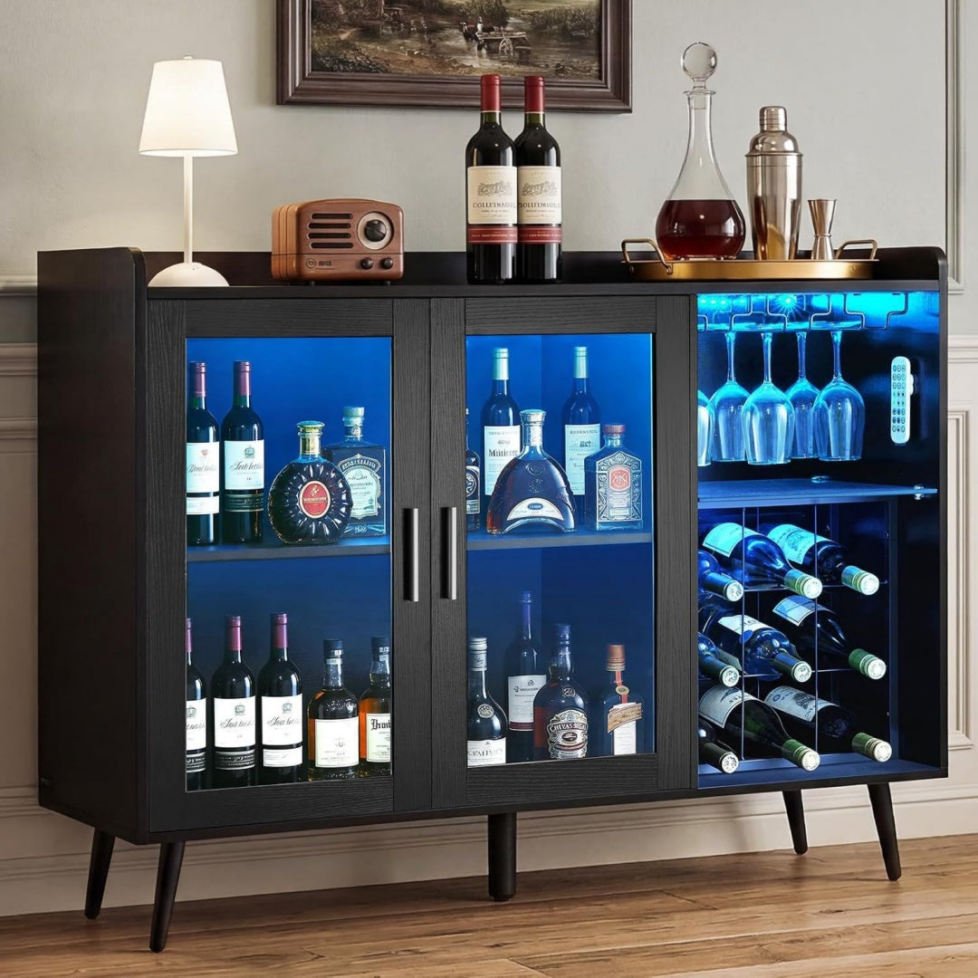 Stauraumschrank mit Tueren 47.2 x 15.7 x 35.4 in schwarz