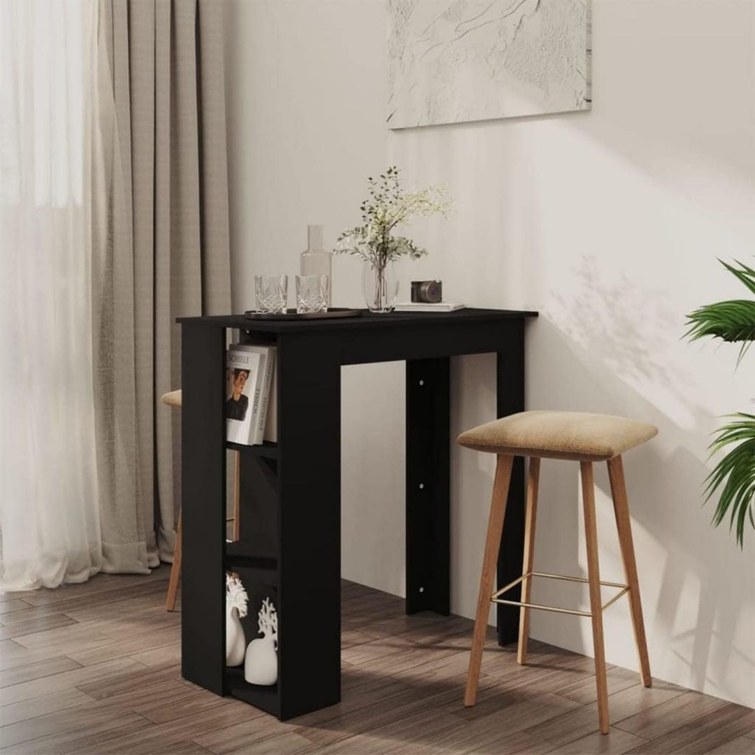 Tisch mit Ablagen mit Stoffbezug schwarz