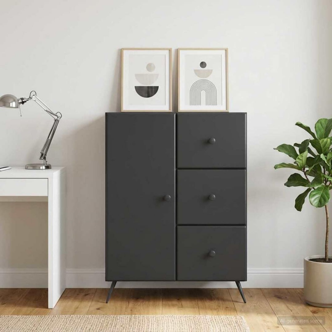 Kommode mit Schubladen 66 x 34,5 x 90 cm schwarz