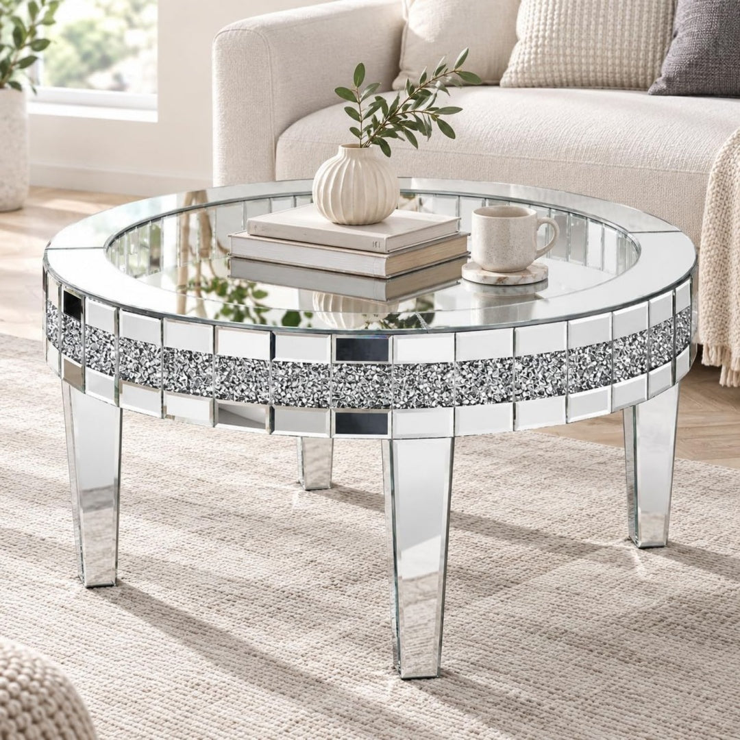 Couchtisch mit Tueren aus MDF silber