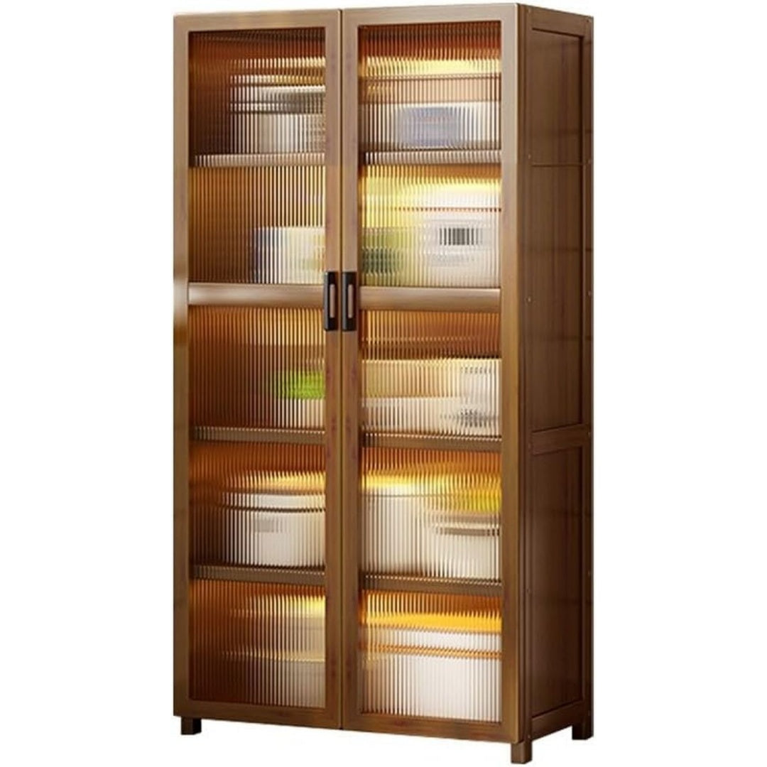 Aufbewahrungsschrank Bambus Kuchenschrank Turen Ablage, Vintage schwarz
