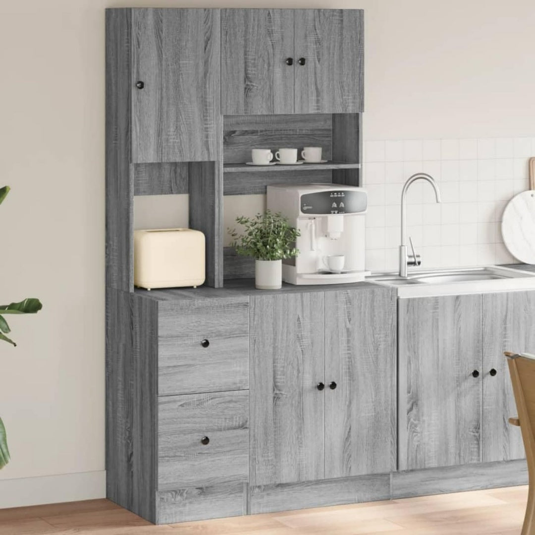 Schrankmoebel Kuchenschrank Grau Sonoma Holzwerkstoff, Hochschrank grau