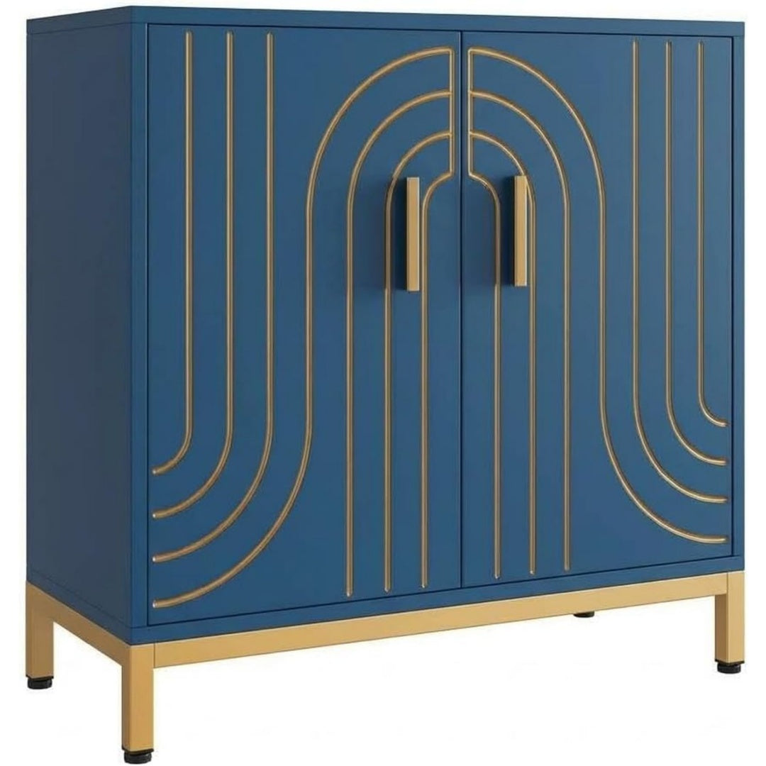 Tisch mit Metallgestell blau