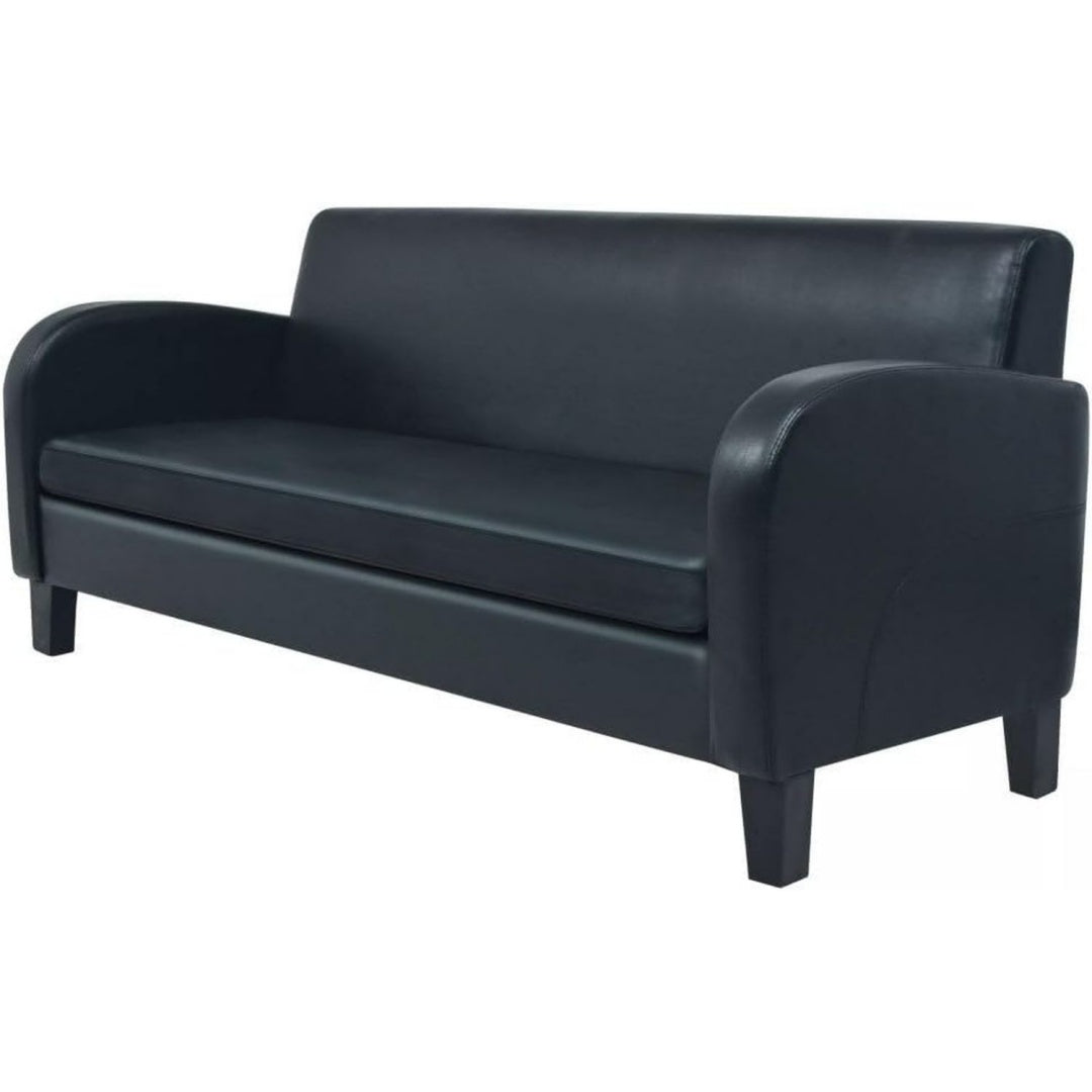 Polstersofa schwarz mit LED Beleuchtung aus Massivholz