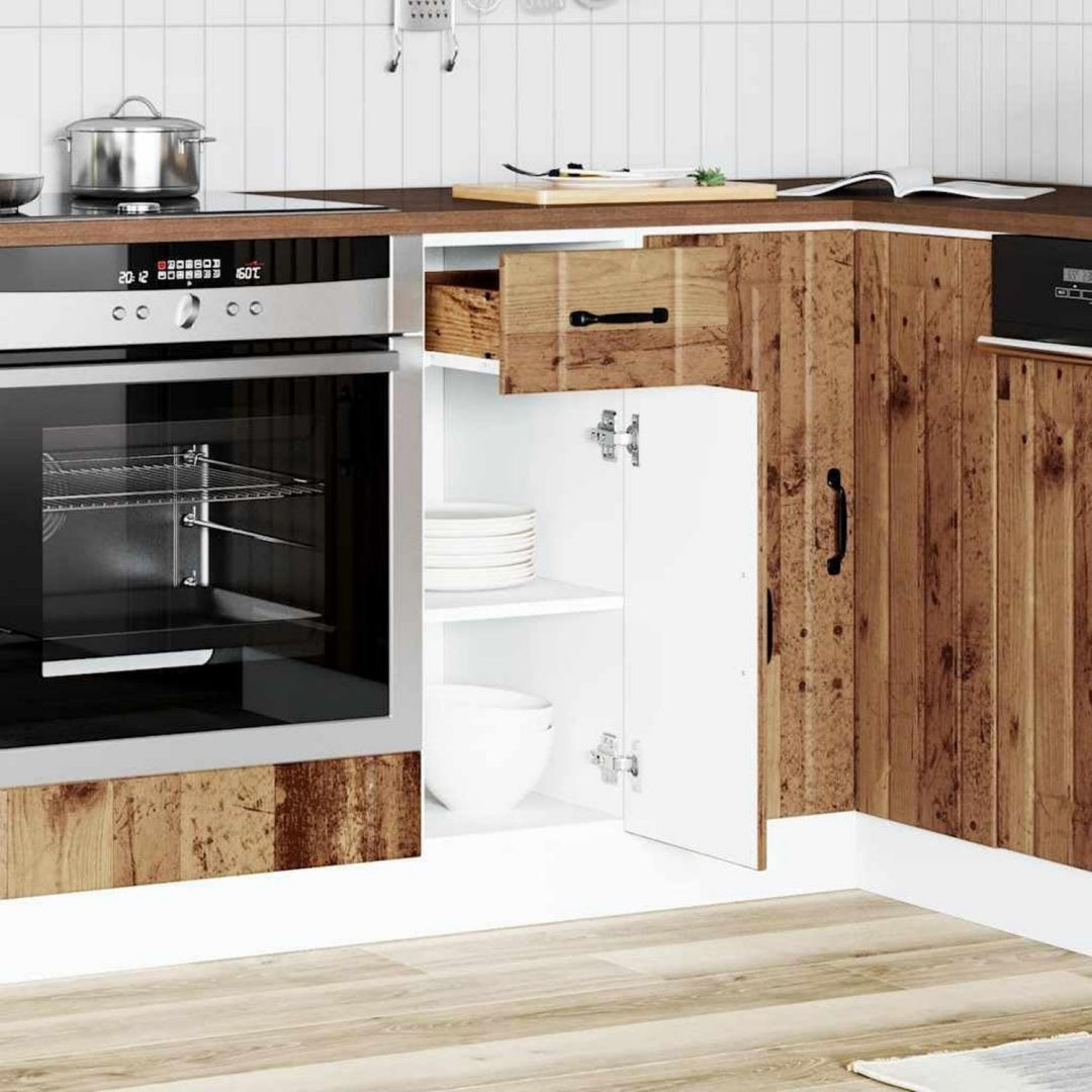 Stauraumschrank Kuchen-Unterschrank Lucca Altholz Holzwerkstoff verstellbaren natur
